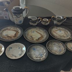 Vintage japanese moriage dragonware. Antique.