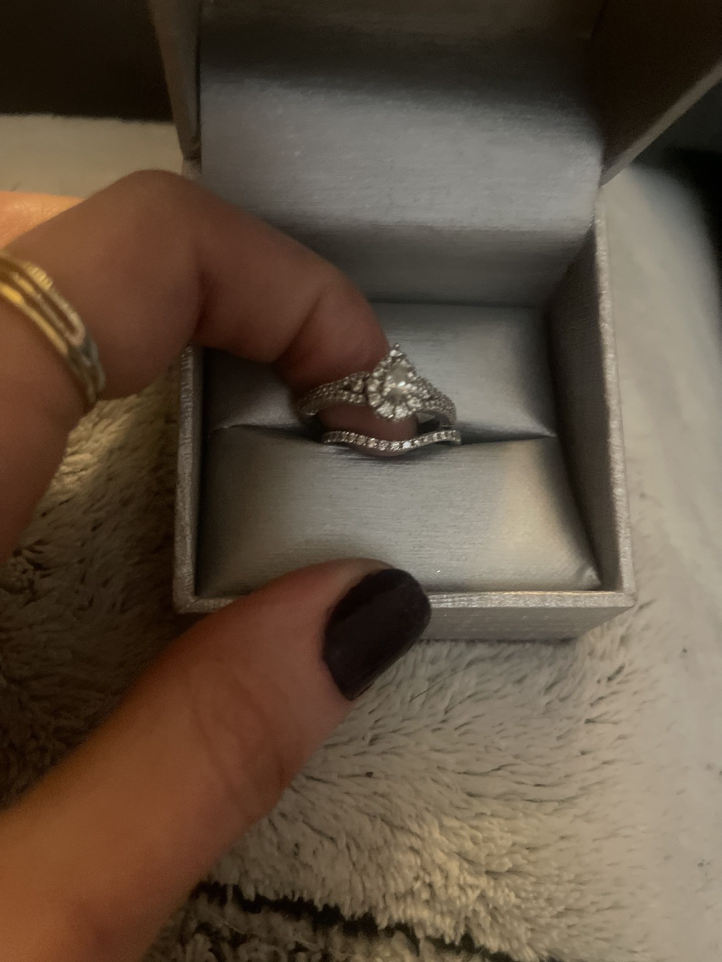  Engagement Ring With Diamond Band Set