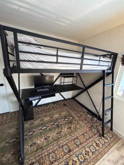 Wally Full Black Metal Loft Bed