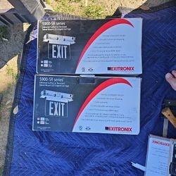 2 Green Led Exit Signs New