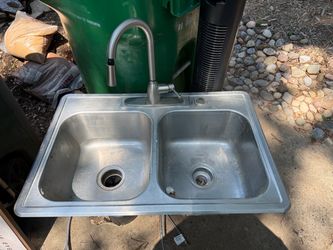 Stainless Steel Double Basin Kitchen Sink with Faucet