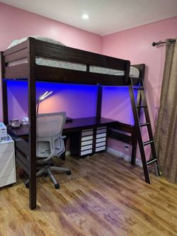 Twin bunk bed with study table