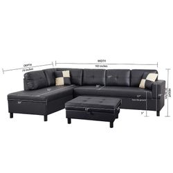 Must Go Brand New Sectional Black Leather 