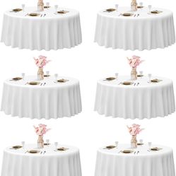 EMART Round Tablecloth White (6 Pack) 120 inch
