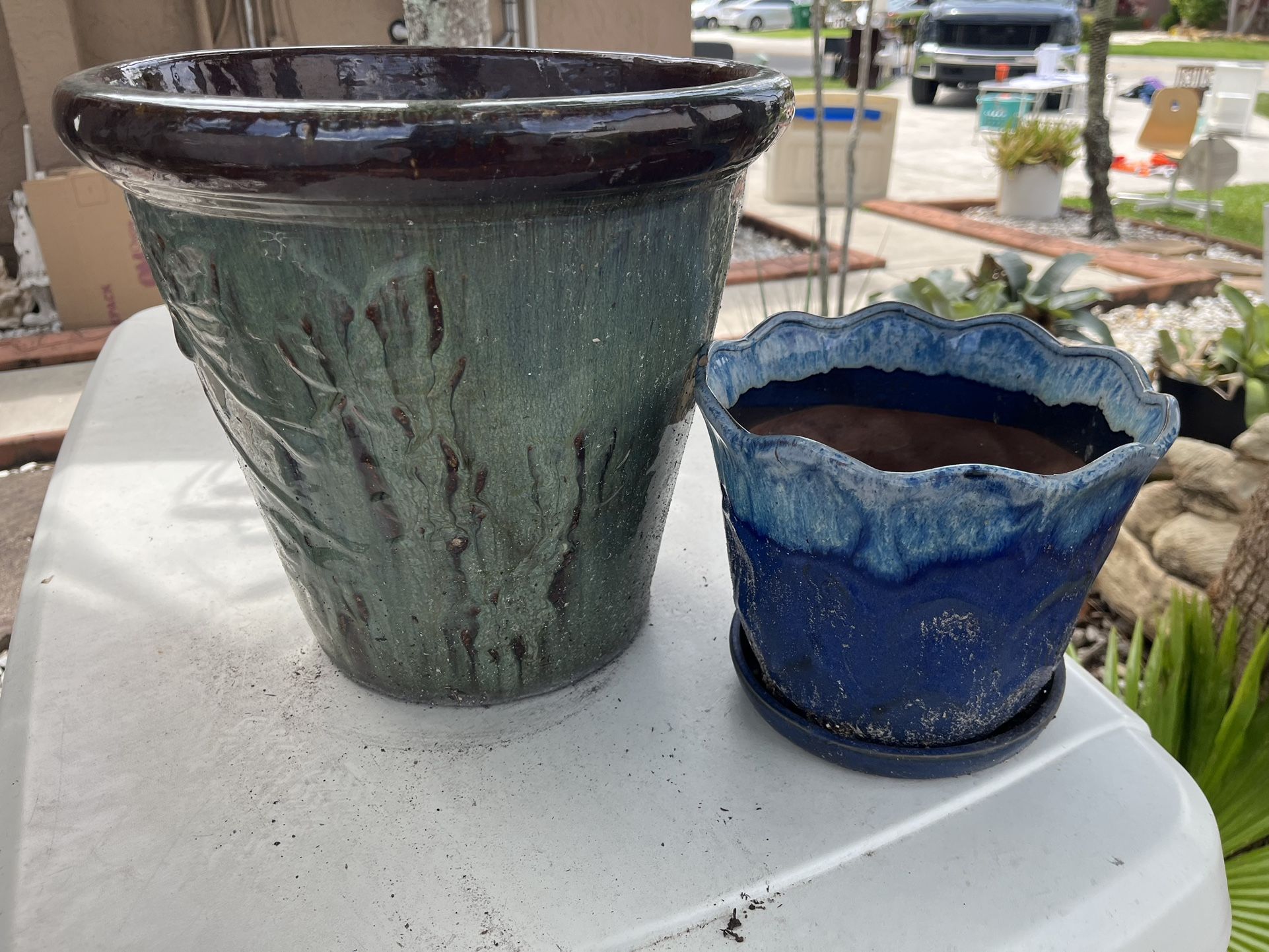 Beautiful Ceramic Garden Pots 13x13 -8,5x7.5