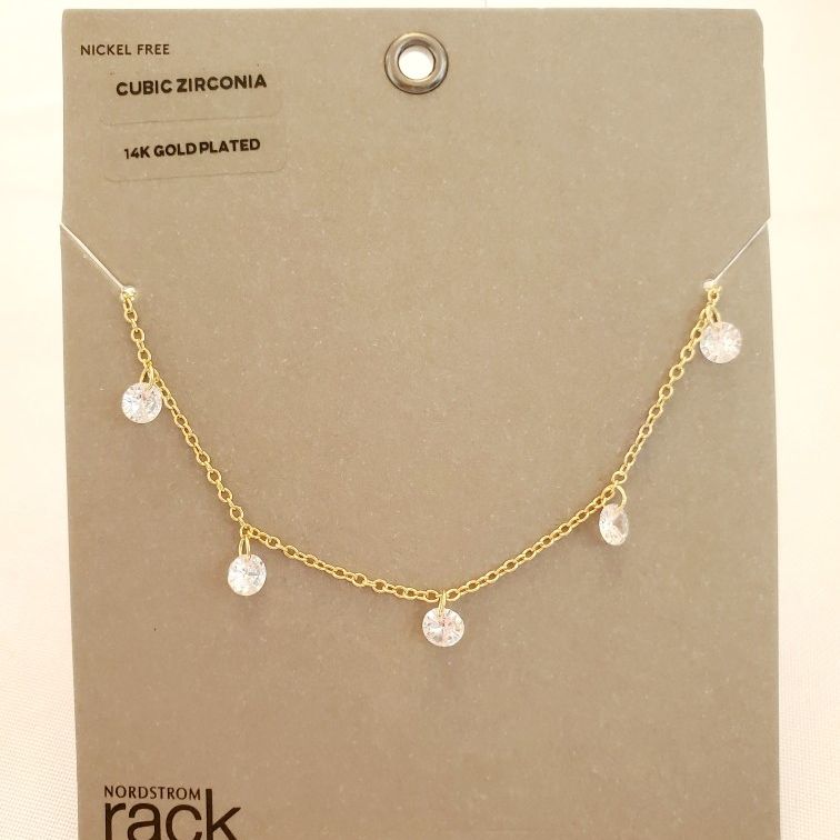 Beautiful CZ Dangle 14k gold plated Necklace
