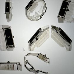 #356 GUCCI Rectangular face Watches 1500L Stainless Steel/Stainless Steel Ladies wrist watch