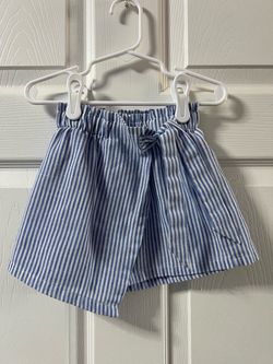 Kids Blue Striped Elastic Waist Skort