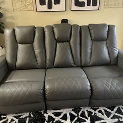 2 Piece Leather Couch Set Recliner 