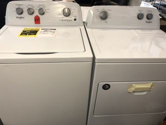New scratch and dent whirlpool washer and dryer set. 1 year warranty