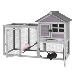 Large Outdoor Rabbit Hutch XZ7002 with 2-Story House and Large Run
