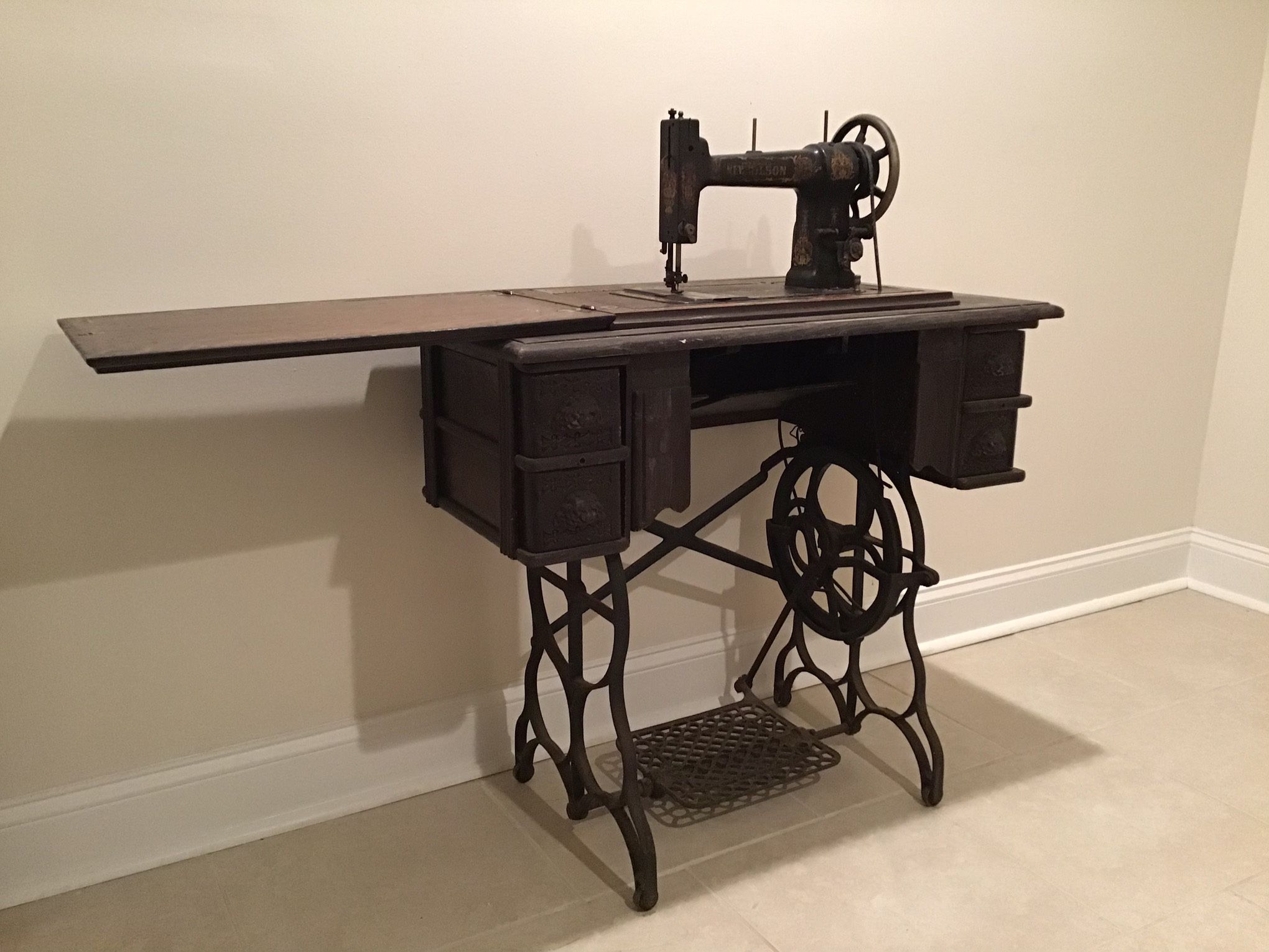 Antique Sewing Machine and Table