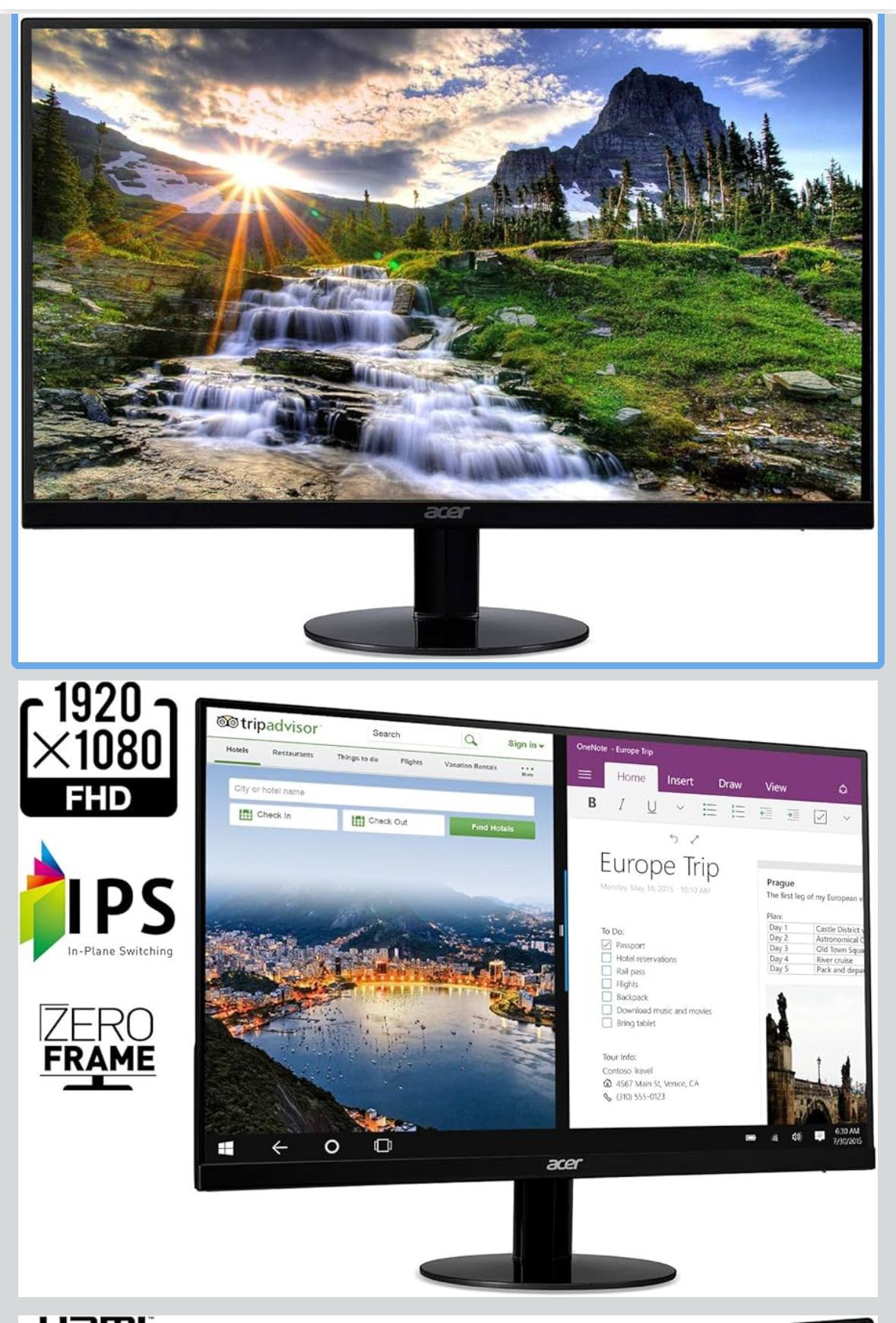 Acer SB220Q bi 21.5 Inch IPS Computer Monitor, Full HD, (1920 x 1080), Ultra-Thin, Zero Frame, (HDMI & VGA Port)