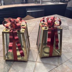 Nice candle holder for Christmas metal and glass