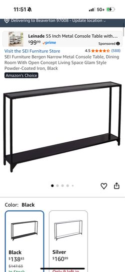 Long narrow glass top entryway table