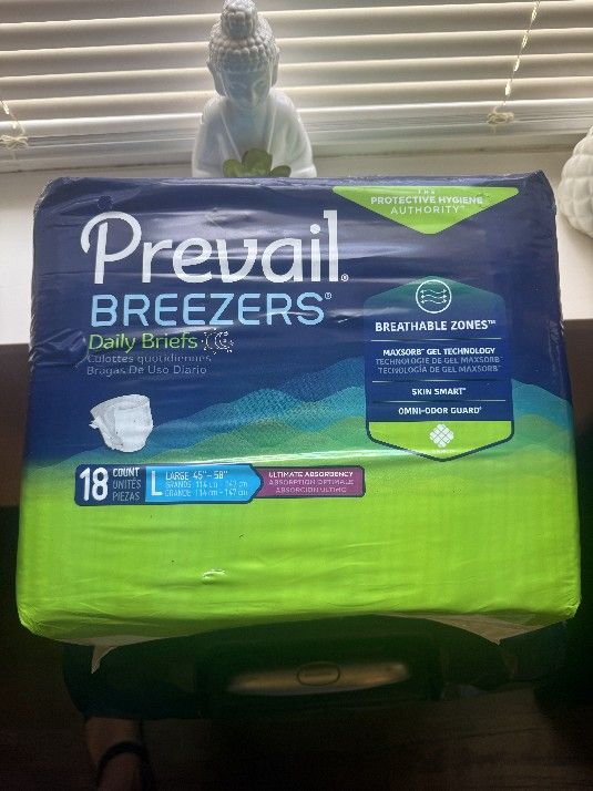 Prevail Per-Fit Adult Diapers Maximum Absorbency Large 18ct 44-58" Lot Of 4