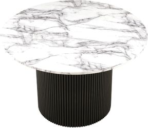 Round Dining Table for 4-6, 47.24" Wooden Round Kitchen Table with Mid Century Modern Fluted Pedestal Base for Dining Room Kitchen,Living Room Marble 