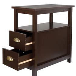 Narrow End Table Slim Sofa Side Table with 2 Drawer