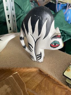 Vintage Wooden Painted Cat