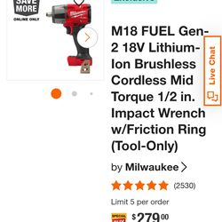 milwaukee m18 1/2 impact driver mid-torque with 5.0 mah battery. Works great!