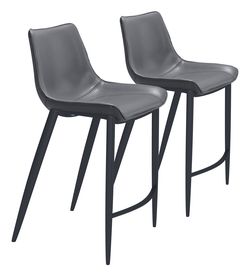 Magnus Dark Gray & Black Counter Stool (Set of 2)