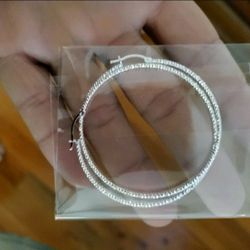 Large Hoop Earrings Sterling Silver 925