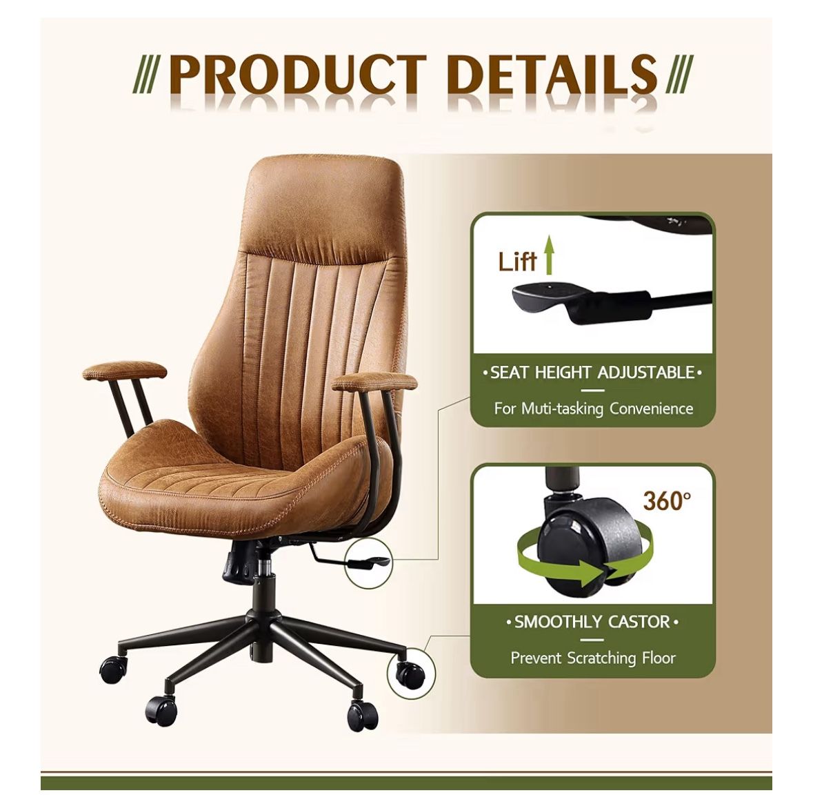 6 New High Back Office Chair In Leather