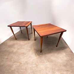 Vintage Hans C Andersen Teak Square Side Tables Danish Denmark Mid Century 