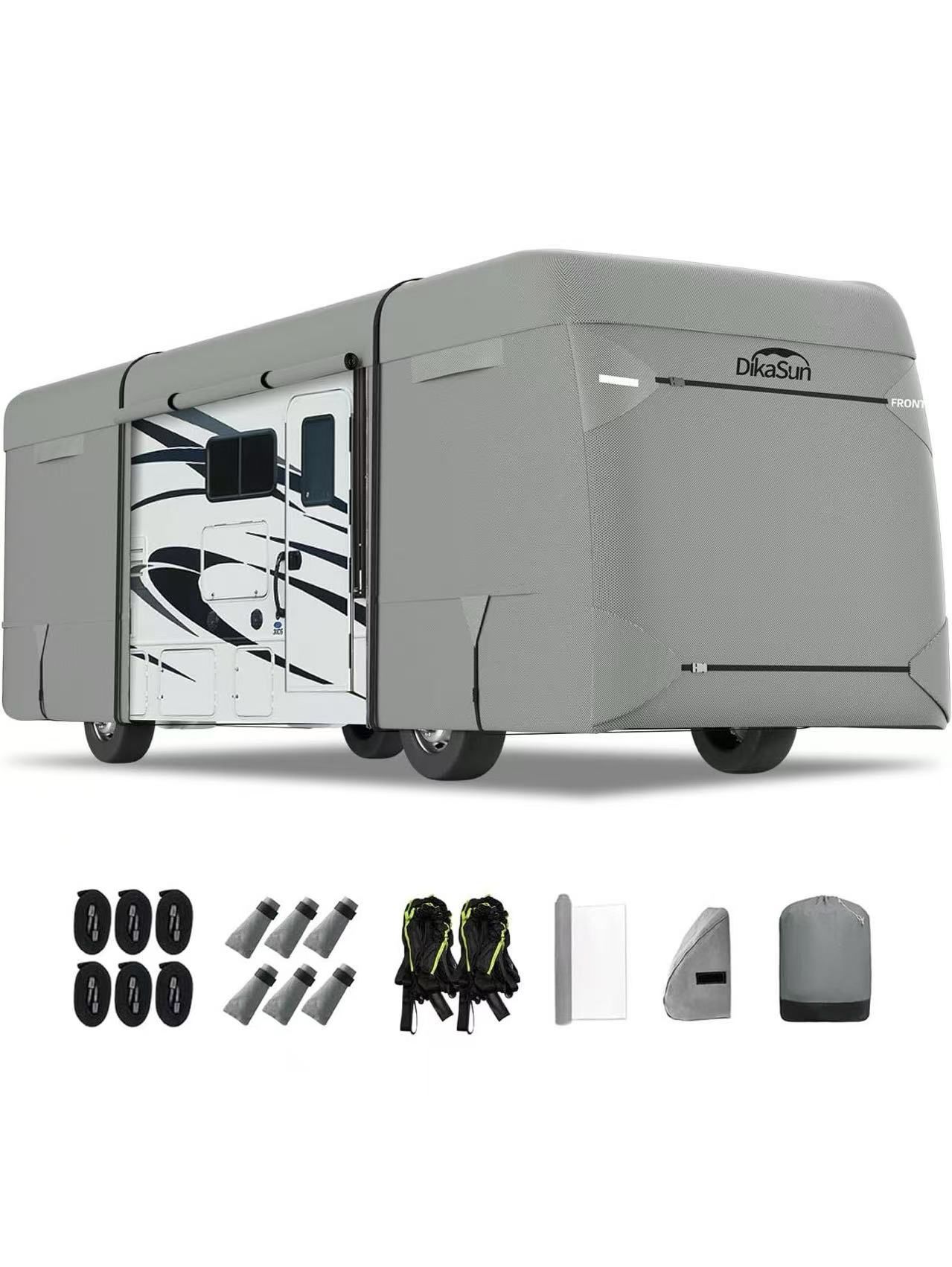 Class A RV Cover 7 Layers Top 31' to 34' Travel Trailer Watertight Motorhome Winter Cover Anti-UV Heavy Duty Rip Resistant with Toy Hauler Cover Prote