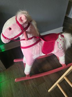 Pink Plush Rocking Horse for Kids