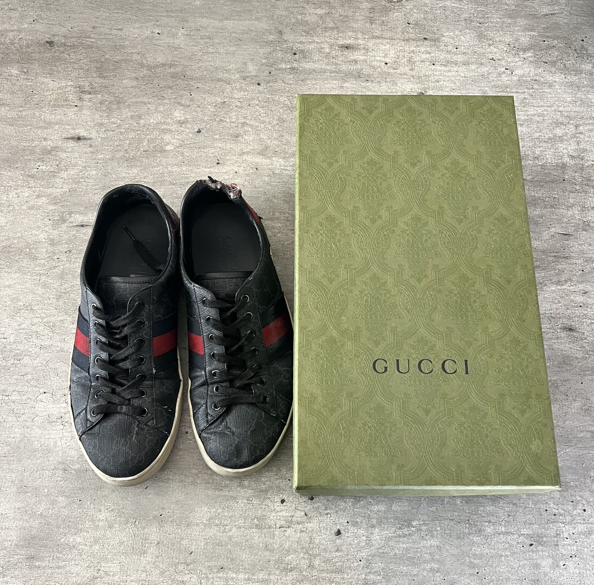 Gucci Black Ace GG Sneakers Size 10 Mens