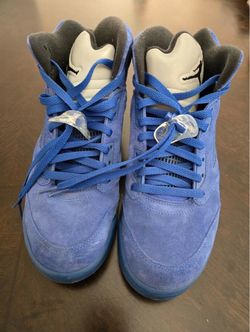Air Jordan 5 Blue Suede Sneakers
