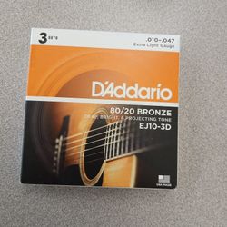 D'Addario Acoustic Guitar Strings 3 Pack