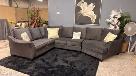 Pretty Charcoal Grey Three Piece Sectional Couch - Delivery Available