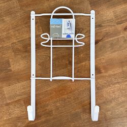 Wall-Mount Iron & Ironing Board Holder, Metal with White Finish