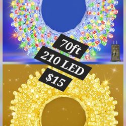 RBG & Warm White 210 LED String Lights – 70FT Transparent Wire, Waterproof & Connectable Christmas Tree Lights for Indoor Outdoor Holiday