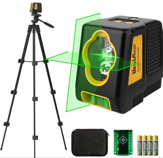 Laser Level with Tripod,DEGLASERS 100Ft Green Cross Line Self Leveling laser level,Dual-Module,Selectable Laser Lines With 4 AA Battery for Picture Ha