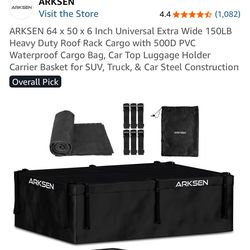 Unused Arksen 64” roof rack bag