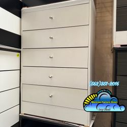 Five Drawer White Compressed Dresser Chest New Cajonera 