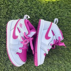Nike Jordan 1 Mid Toddler white pink toddler shoes 8C