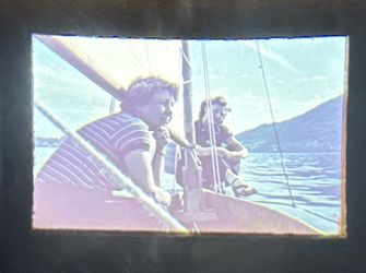 Vintage  35mm Photo Slides Lot Boating Sailing Lake Mountain View’s, People 6 Pc