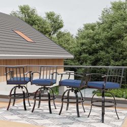 Gotland 4 Pieces Outdoor Swivel Bar Stools All Weather Metal Patio Bar Height Chairs, High Top Bistro Stools with Sturdy Frame for Lawn Garden Balcony