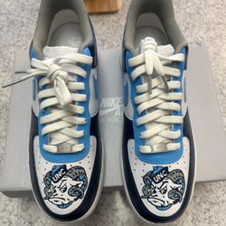 Custom UNC Nike Air Force 1s Men 10.5