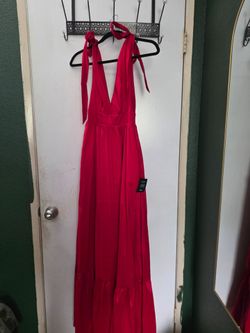 Lulu's formal dress in red.