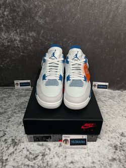 Nike Retro Air Jordan Miltary Blue 4s Size 10 Mens, 11.5 Womens Asking 250$  Brand New  100% Authentic  153Kicks On Instagram!!