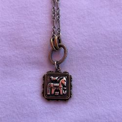 Retired Dos Amigos Charm With Charm Holder Necklace 