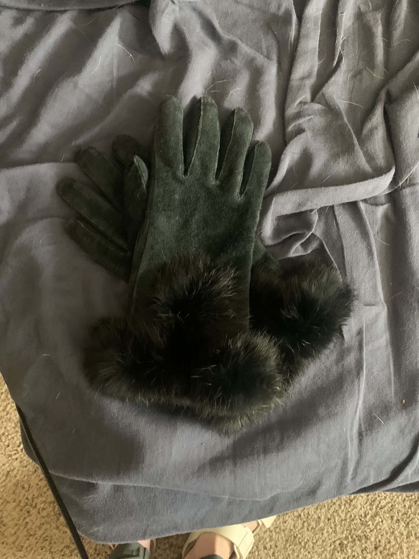 Rabbit Fur Leather Gloves