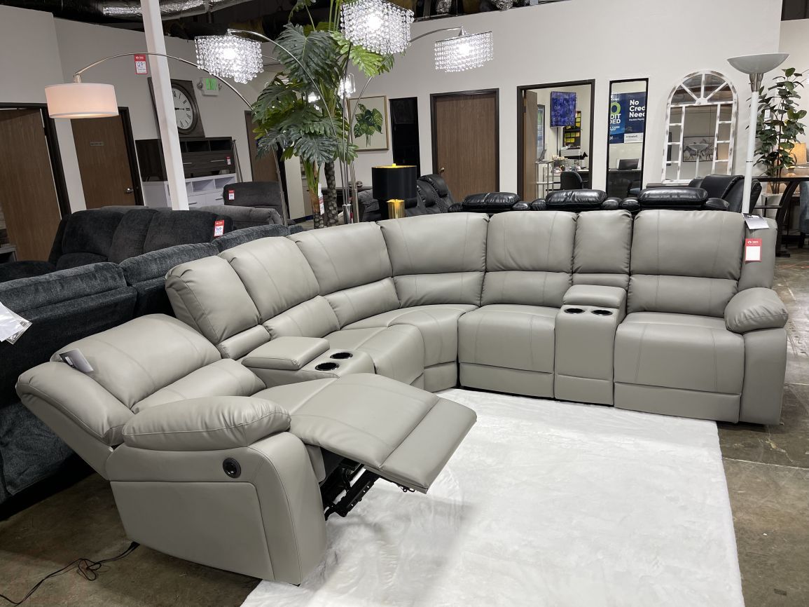 POWER RECLINING SECTIONAL GRAY COLOR || SKU#U9038-GRY
