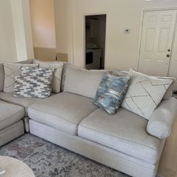 Ivory Fabric Sectional Couch 