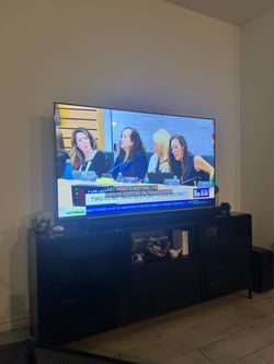 IKEA Besta tv stand with smoked glass doors